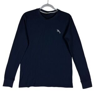 Lucky Horse T Shirt Mens Small Blue Thermal Waffle Knit Long‎ Sleeve Crewneck